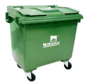 Nilkamal Plastic Dust Bin , WB1100L, 1100 LTR, Green With 4 Wheels, 1370 x 1077 x 1325mm