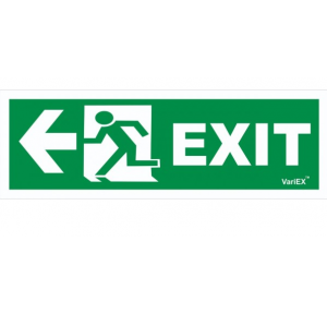 Exit Signage both Side With Auto Glow, H 150mm X L 300mm, Thickness - 3mm, Material - Sunboard