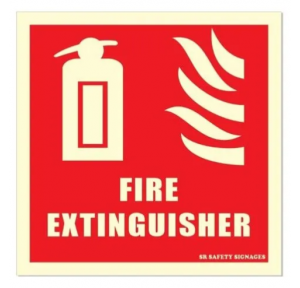 Extinguisher Signage With Auto Glow, Size - H 200mm X L 155mm, Thickness - 3mm, Material -Sunboard