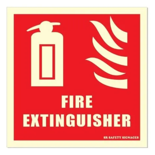 Extinguisher Signage With Auto Glow, Size - H 200mm X L 155mm, Thickness - 3mm, Material -Sunboard