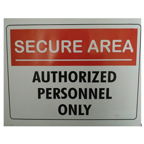 Secure Area Signage With Auto Glow, H 210mm X L 300mm, Thickness - 3mm