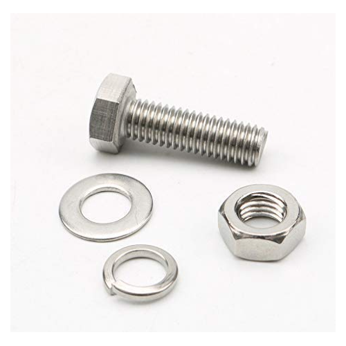 SS Nut Bolt With Double Washer 12 x 50 mm