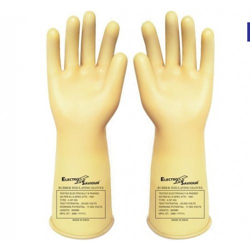 Jayco Electro Savior Electrical Hand Gloves Test Potential Volts - 17 KV Working Potential Volts - 7500 Volts, JS 1015