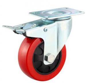 PU Castor Wheel 6Inch Chrome Plated Metal Bracket Red Load Capacity 500Kg (Swivel Type)