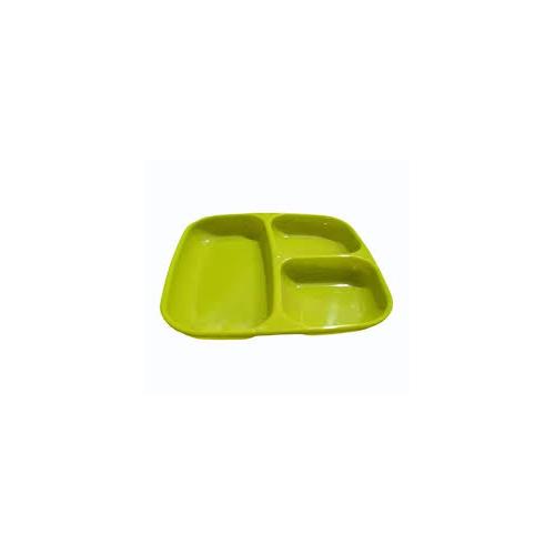 Polycarbonate Compartment Plate 3 In 1, 8.5 X 8.5 Inch, Green