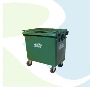 Aristo Wheels Waste Bin Dustbin Green Plastic 660 Ltr 1360 (L) x 770 (B) x 1180 (H) mm