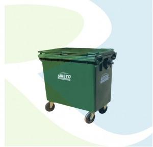 Aristo Wheels Waste Bin Green Plastic 660 Ltr 1360 (L) x 770 (B) x 1180 (H) mm Approx
