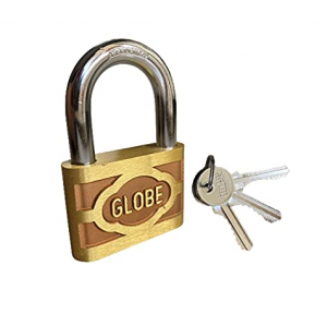 Globe Pressing Brass Padlock With 3 Keys, 2.5 Inches