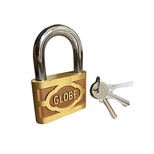 Globe Pressing Brass Padlock With 3 Keys, 2.5 Inches