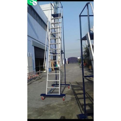 Aluminium Trolly Ladder 10 Feet Height With Platform  2.5 Inches Width 18 inches 13 Gauge