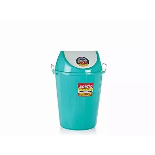Aristo Swing Dustbin With Lid Green Plastic 60 Ltr