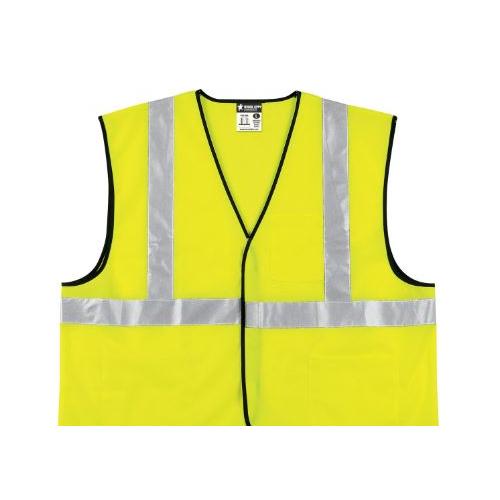Safety Jacket Polyester 120 GSM Color Yellow, PVC Reflective Tape  2 Inch Size Large