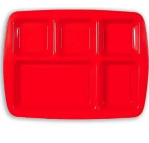 Polycarbonate Compartment Plate 5 in 1, Red