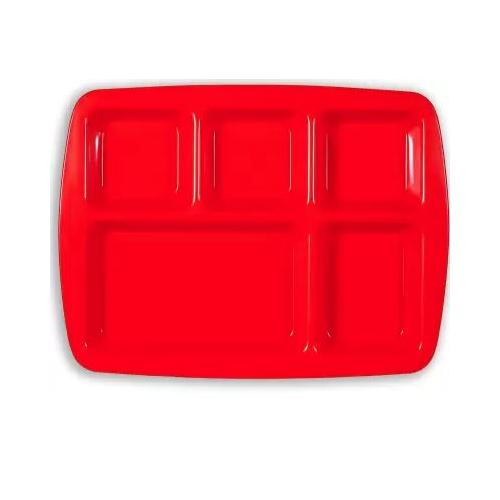 Polycarbonate Compartment Plate 5 in 1, Red
