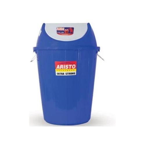 Aristo Swing Dustbin With Lid Blue Color Plastic 60 Ltr