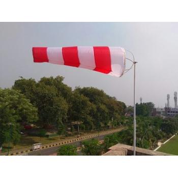 Windsock Full Set (Red and White) PU Fabric (Polyster) With Reflective Tape Water Proof Length 6 Feet Diameter 2 Feet Narrow End Diameter 1 Feet