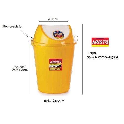 Aristo Swing Dustbin With Lid Plastic 80 Ltr 51 (D) X 76.5 cm