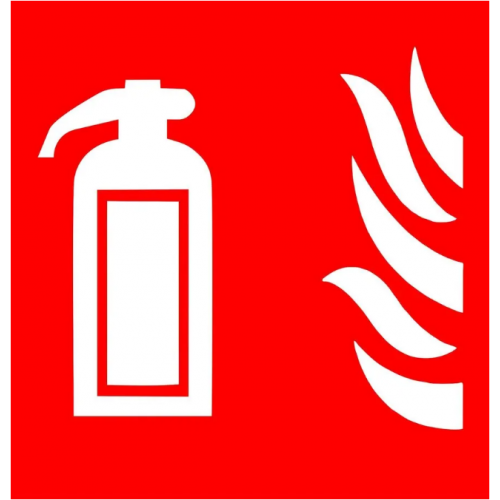 Square Red Fire Extinguisher Sign Board, 6x6 Inch