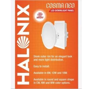 Halonix Cosma Neo Round LED Downlight Panel, 12W, Natural White