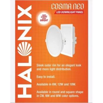 Halonix Cosma Neo Round LED Downlight Panel, 12W, Natural White