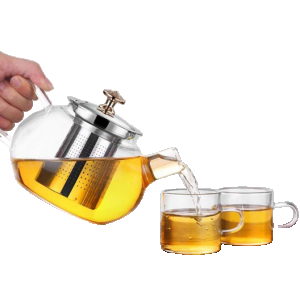 Glass Teapot With Spout Stainless Steel Infuser And Lid Borosilicate Glass Kettle With Removable Infuser Tea Leaf Loose Heat Resistant 1000Ml Transparent