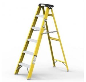 Youngman FRP A Type Single Side Ladder 5 Step, 6 Ft, Yellow Foldable 8304, Capacity 150 Kg
