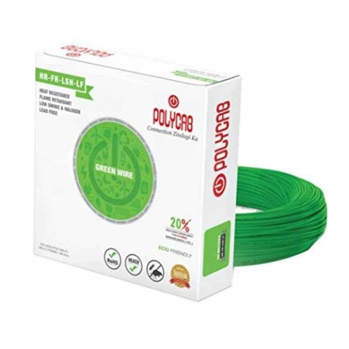 Polycab Copper Insulated Flexible Cable FRLS 1Core Multi-stranded 2.5 Sqmm 1 Mtr Green