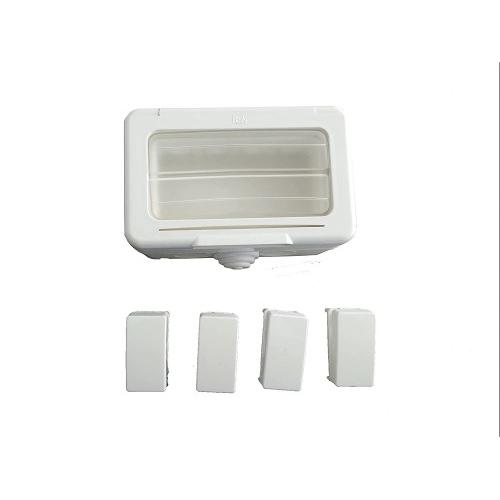 Electric PVC 4 Module Waterproof Gang Box With 4 6A Switch White