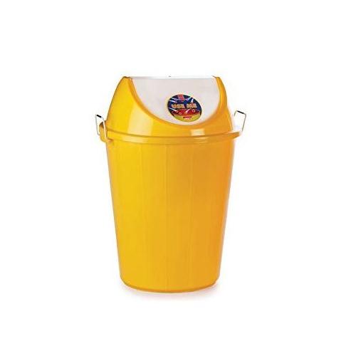 Aristo Swing Dustbin With Lid Yellow Color Plastic 60 Ltr