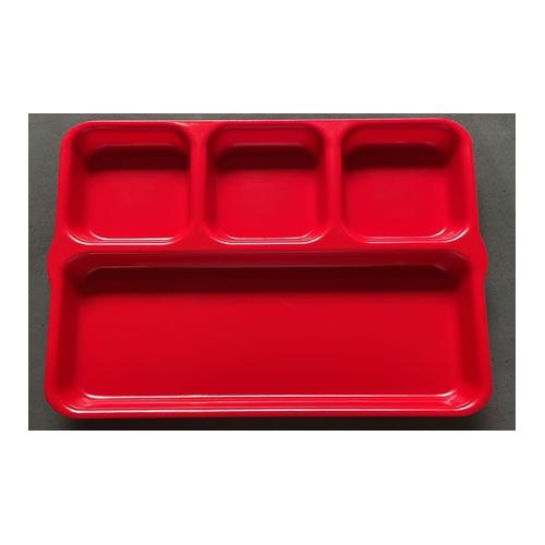 Polycarbonate Compartment Plate 4 In 1, 10 x 12 Inch, Red