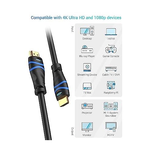 Blue Rigger HDMI Cable in-Wall High Speed 10.2Gbps - CL3 Rated - Supports 4K 30Hz, Ultra HD, 3D, 1080p, 50 Feet