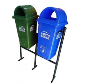 Aristo Dustbins Wet & Dry Plastic Waste Bin Set With MS Stand 110 Ltr