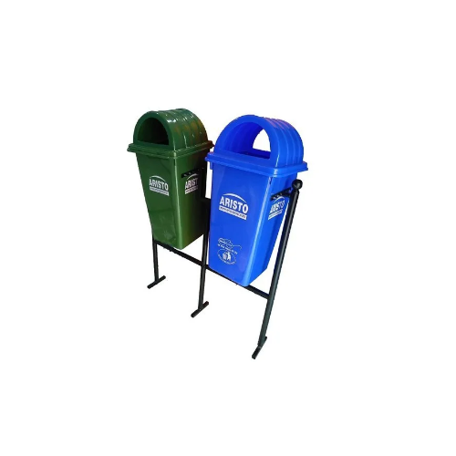 Aristo Dustbins Wet & Dry Plastic Waste Bin Set With MS Stand 110 Ltr