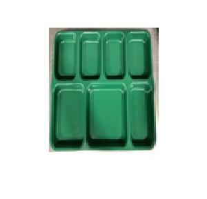 Kenford Polycarbonate Square Lunch Plate 7 Compartment DCT 1016 (PC) Size 10x16 Inch, Green