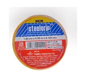 Steelgrip Self Adhesive PVC Electrical Insulation Tape Yellow 1.8cm x 6.5m x 0.125mm
