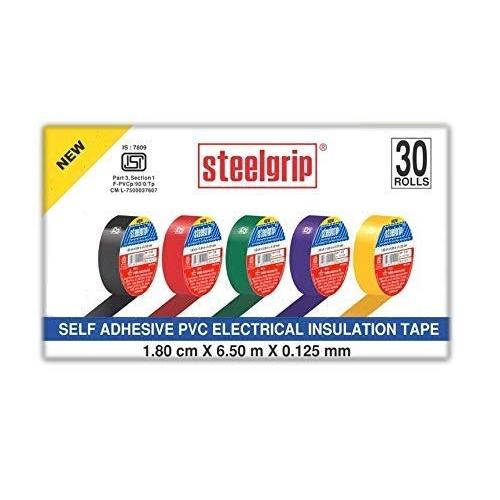 Steelgrip Self Adhesive PVC Electrical Insulation Tape Yellow 1.7cm x 6.5m x 0.125mm (Pack of 30 Pcs)