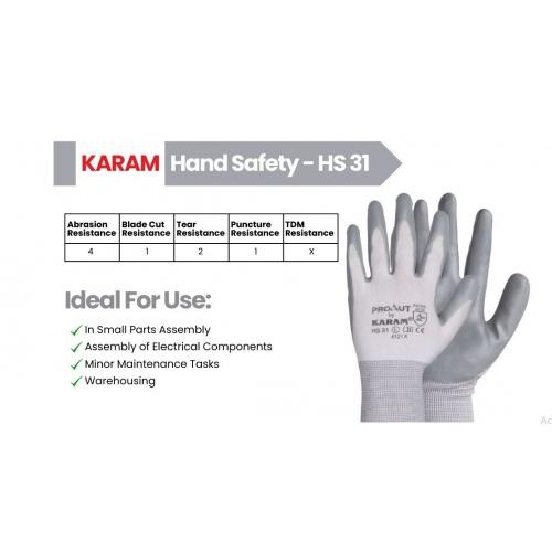 Karam Glove  Multi Purpose White Polyester Coating Glove HS31