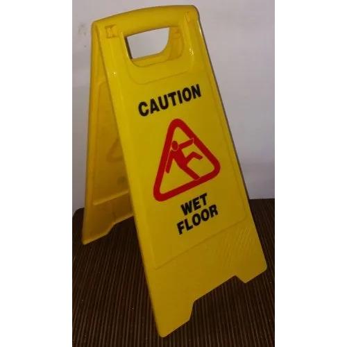 Caution Sign Board For Wet Floor Yellow Color