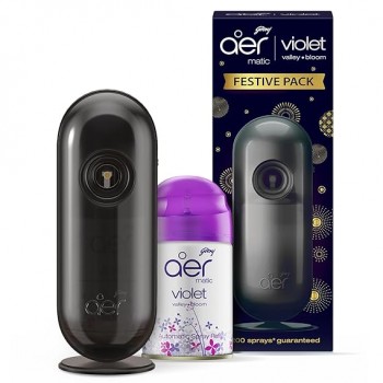 Godrej Aer Matic Kit (Machine+1 Refill) Automatic Room Fresheners With Flexi Control Spray (Cool Surf Blue, Fresh Lush Green, Violet Valley Bloom, Petal Crush Pink)