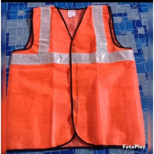 Polyester Fabric Single Tape Jackets Orange Color 90GSM With Logo Back and Front