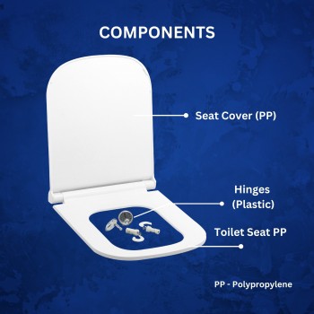 Parryware WC Seat Cover E82941C Verve Soft Close With Hinges Dual Outlet L45xW36 CM Polypropylene White