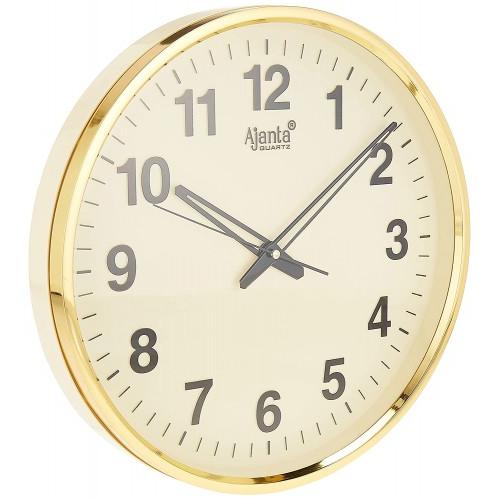 Ajanta  Quartz Wall Clock 32 Cm X 32 Cm X 3.5 Cm, Gold, Plastic, Wall Clock