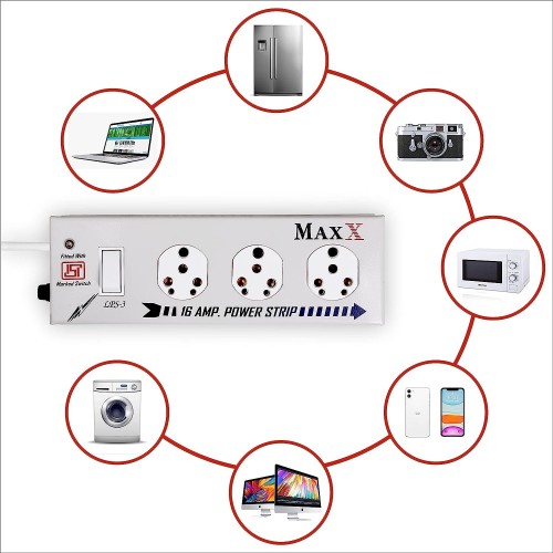 Max 4 Socket 1 Switch Extension Board with cord 10 Mtrs