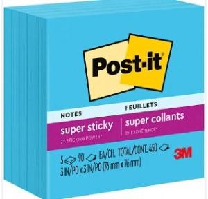 3M Sticky Note Post-IT 3x3 Inch, 100 Sheets Blue