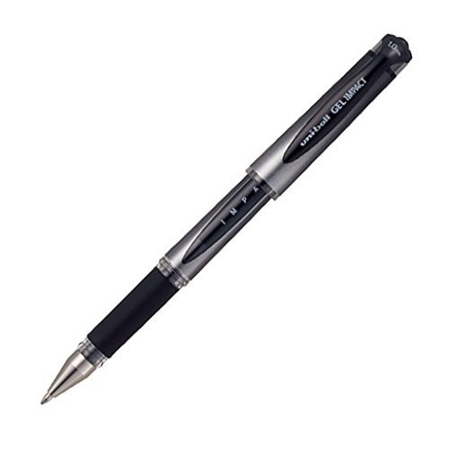 Uniball Impact Gel Pen Stainless Steel Tip, 1.0mm, Black UM 153S (Pack of 12pcs)