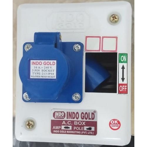 Indo Gold Wall mounted box with plug in socket IP44 32A 5Pin, 1 Set