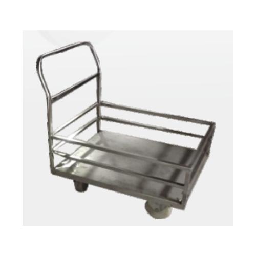 Stainless Steel 304 Platform Trolley With One Feet Railing Smooth Finishing and Durable 8 Inch Wheels Size: 3 Feet 6 Inch X 2 Feet X 3 Feet 6 Inch Load Capacity: up to 1000 Kg