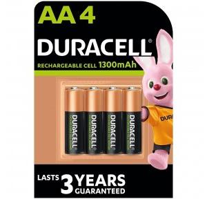 Duracell Batteries  Rechargeable AA 1300mAh Pack Of 4Pcs