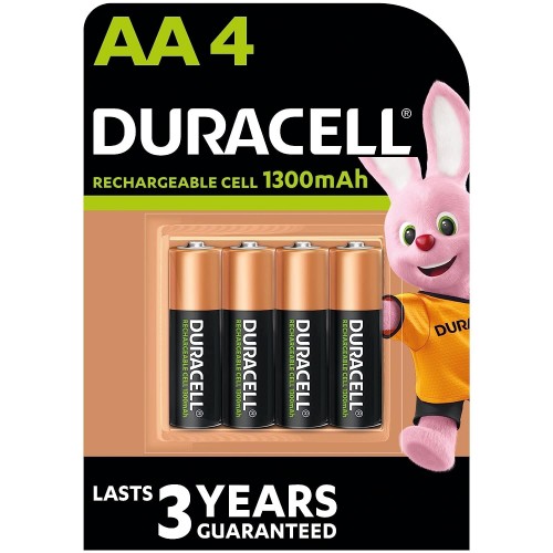 Duracell Batteries  Rechargeable AA 1300mAh Pack Of 4Pcs