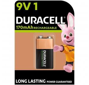 Duracell Rechargeable Batteries  9V 170 mAh MiMH Pack of 1Pcs